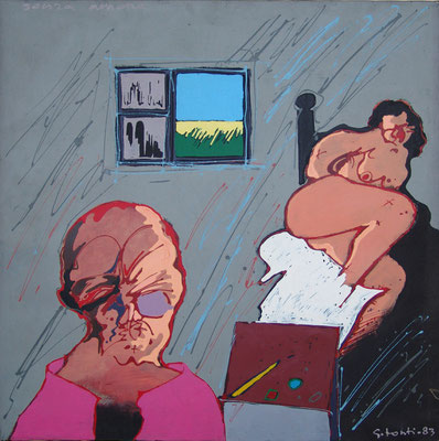 senza amore, 1983, acrilico su tela, cm 100x100