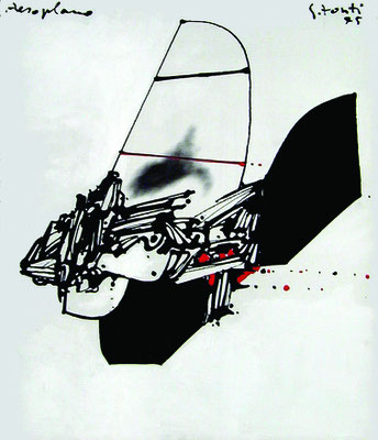 aeroplano, 1975, acrilico su tela, cm 60x70