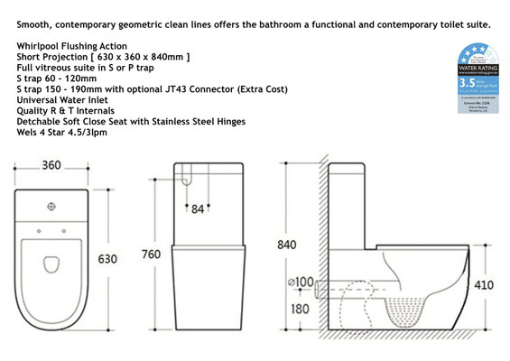 KDK CERAMIC EXCHANGE FACE TO WALL TOILET SUITE KDKOO2 KDKOO3 KDK008 KDK022 KDK025 JDJ600 SHORT PROJECTION