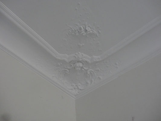 Puttengesims mit floralem Ornament