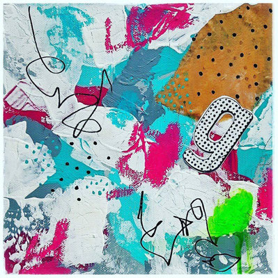 "small square No. 4 - Kalkulation", Mixed Media auf Leinwand 20 cm x 20 cm