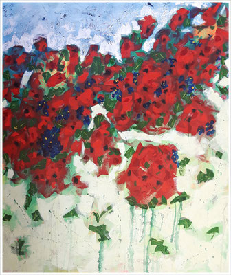 "Ich verlor meinen Ohrring am Wegesrand", Mixed Media auf Leinwand, 100 x 120 cm