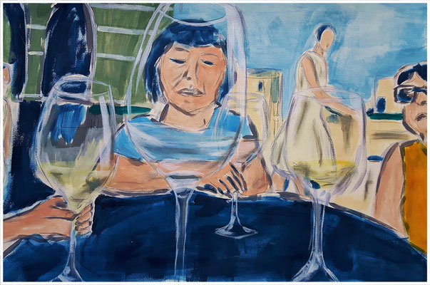 "S(c)hoppen", Acryl auf Hahnemühlen, Büttenpapier 53 cm x 80 cm
