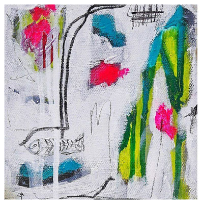 "small square No. 8 - in the middle of nowhere I" Mixed Media auf Leinwand 20 cm x 20 cm