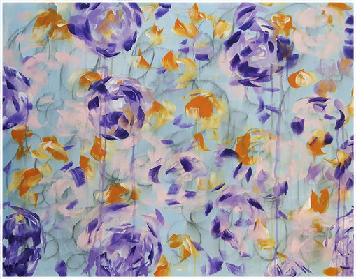 "Grandma's favorite flower bed", Acryl auf Leinwand, 80 x 100 cm