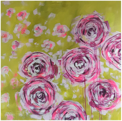 "Always keep the summer mood", Acryl on canvas, 80 x 80 x 4 cm