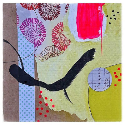 "small square No.1- Kassensturz", Mixed Media auf Leinwand, 20 x 20 cm
