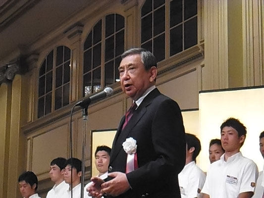 河野洋平稲門体育会会長からのご祝辞