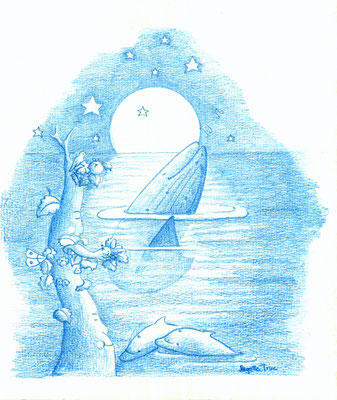The moon and the whale A4 size 150€
