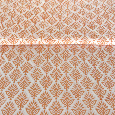 Blockprint  fabric sample book, online  collection  of Maasa Production Pvt. Ltd. Delhi India Block  Print Kala orange