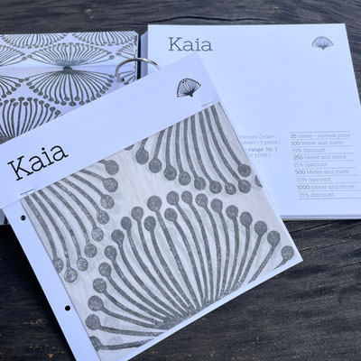 Blockprint  fabric sample book, online collection  of Maasa Production Pvt. Ltd. Delhi India Block  Print Kaia grey