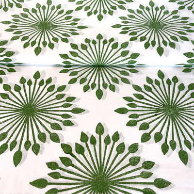 ⁠Trendy block print textile with modern abstract motifs, expertly crafted in-house in Delhi's Paharganj