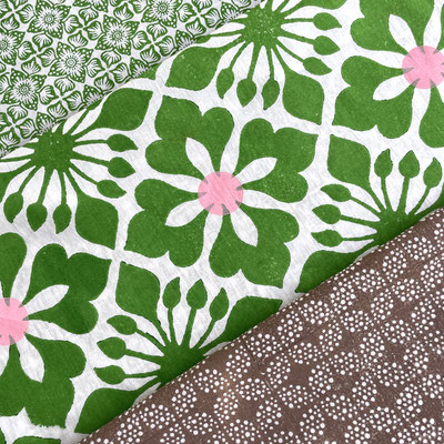  Find your inspiration in the rich heritage of Indian block print fabric, crafted with environmentally-friendly AZO-free printing inks
