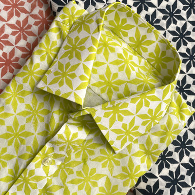High-Quality Men's Block Printed Shirts. Personalized Tailoring Services at Our Factory Shop, Janpath Lane, Connaught Place, Delhi