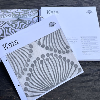 Blockprint  fabric sample book, online collection  of Maasa Production Pvt. Ltd. Delhi India Block  Print Kaia grey
