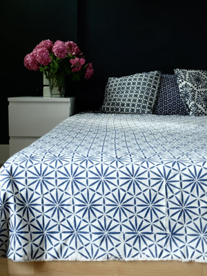 ⁠Blockprint patterned blanket from Delhi, India, made with organic cotton.