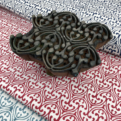 Different block print styles in our Connaught Place factory shop