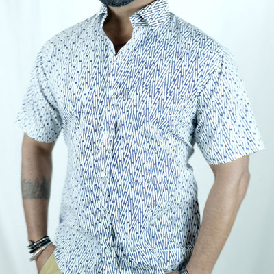 Handcrafted Men's Block Printed Shirts.Custom Tailoring at Our Janpath Lane Factory Shop, Connaught Place, Delhi