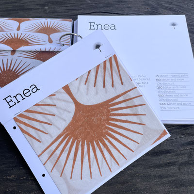 Blockprint  fabric sample book, online  catalogue collection  of Maasa Production Pvt. Ltd. Delhi India Block  Print Enea orange brown