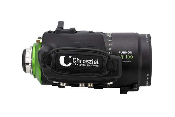 Highend Cine Optik von Fujinon mit Chrosziel Motor vor weissem Hintergrund 