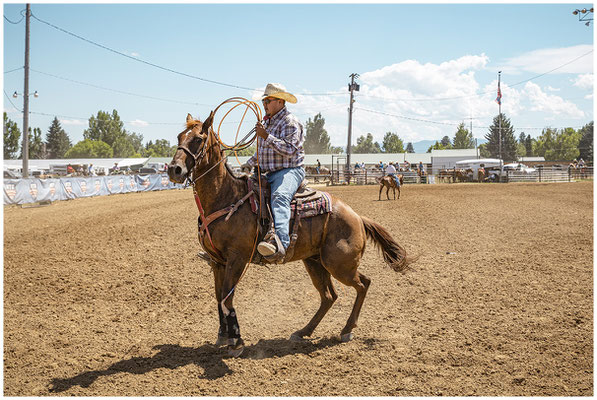 Cowboy mit Lasso – eingefangen im Flug, Tradition als Bewegung.