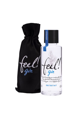 Feel Gin Flasche klein mit Beutel für Flasche in schwarz