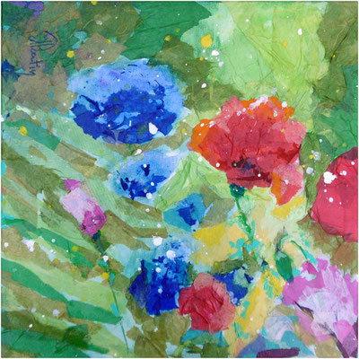Fleurs des champs : collages - 40x40
