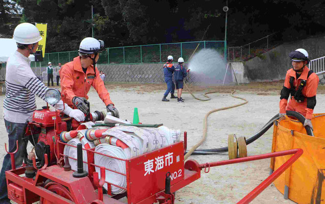 可搬ポンプによる消火訓練