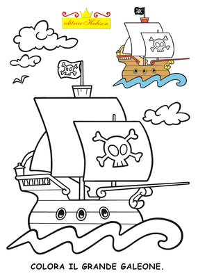 gioca con i pirati colora disegni illustrazioni roberto dell'agnello hedison nave galeone