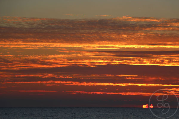 Coucher de soleil sur la mer, vers Marseille, Décembre 2018