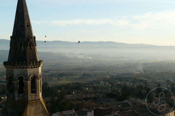 Les oiseaux et le clocher - Saint-Saturnin-les-Apt, Provence (Vaucluse), Décembre 2011