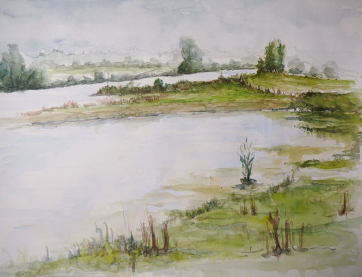 De Lek nabij het Klaphek, aquarel, 50x65