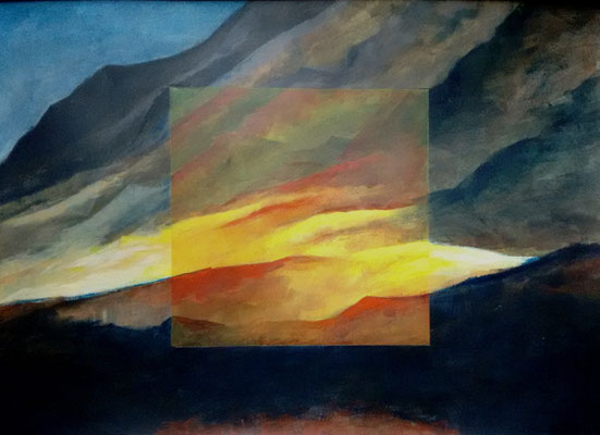Skye 1, abstract landschap, 2015, acryl op papier, 50 x 70 cm