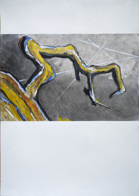 "De Oerboom"  2, 2023, acryl op papier, 50 x 70