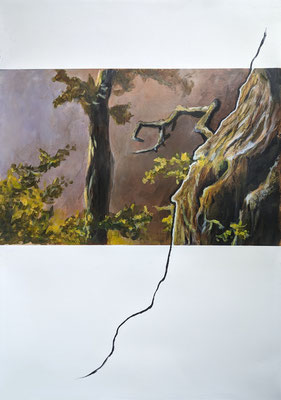 "De Oerboom"  1, 2023, acryl op papier, 50 x 70