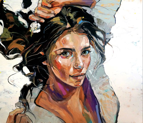 WHITE ORCHID 120x140cm, oil on canvas