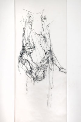 Luftfigur, 2012, Farbstift auf Transparentpapier, 242 x 91 cm