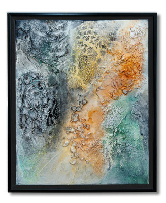 Spurensuche III  44 x 34 Acryl/Collage auf Leinwand