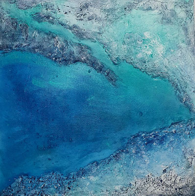Deep blue I 40 x 40 Acryl/Struktur verk.