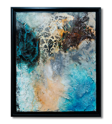 Spurensuche II  44 x 34 Acryl/Collage auf Leinwand  