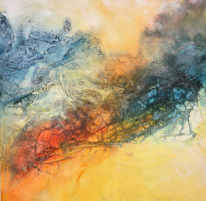 Metamorphose 80 x 80 Acryl/ Struktur mixed media auf Leinwand