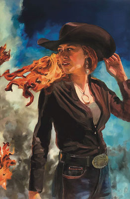„Wildfire“, Öl auf Leinwand, 90 × 60 cm