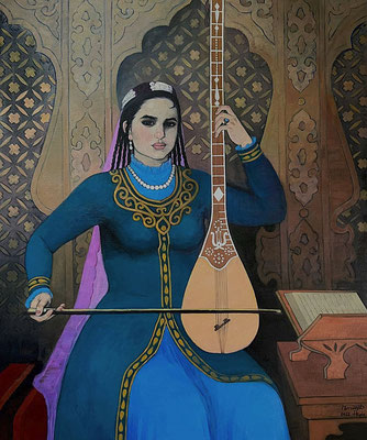 „Die Musikfee“, Öl auf Leinwand, 120 × 100 cm, 2022
