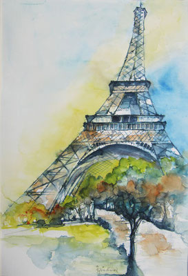 „Paris - Eiffelturm“, Aquarell