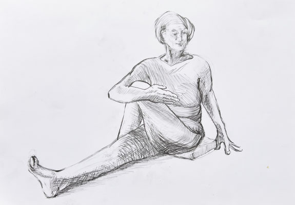 28. Ardha Matsyendrasana, ein Bein gestreckt