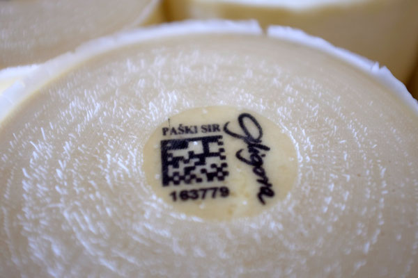 Der frisch hergestellte Käse Paski Sir