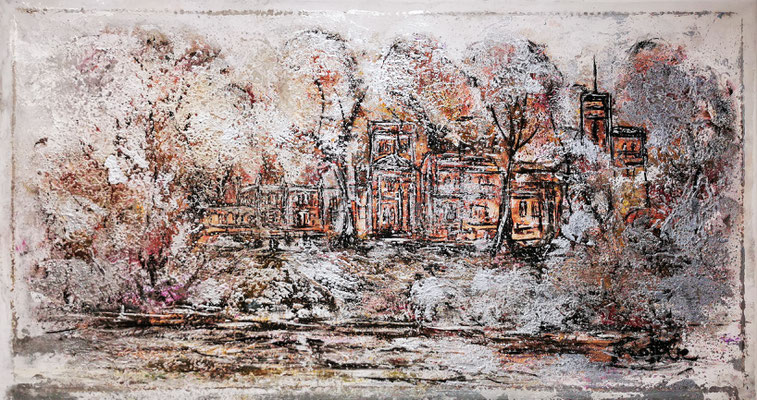"Altes Schloss Babelsberg" # Leinwand # 630x1200 # Mischtechnik # 1200,00 €