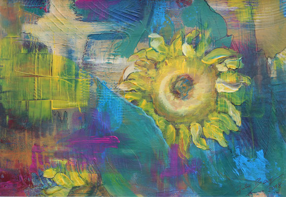 Sonnenblumen 2018, Acryl auf Papier, 20 cm x 29 cm - verkauft/sold