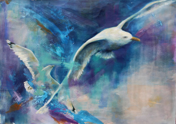 Freiheit 2017, Öl auf Papier,auf Styroporplatte aufgezogen, 50 cm x 70 cm - verkauft/sold