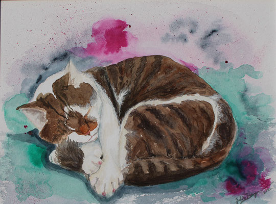 Katze II, 2022, Aquarell 30 x 40 cm 